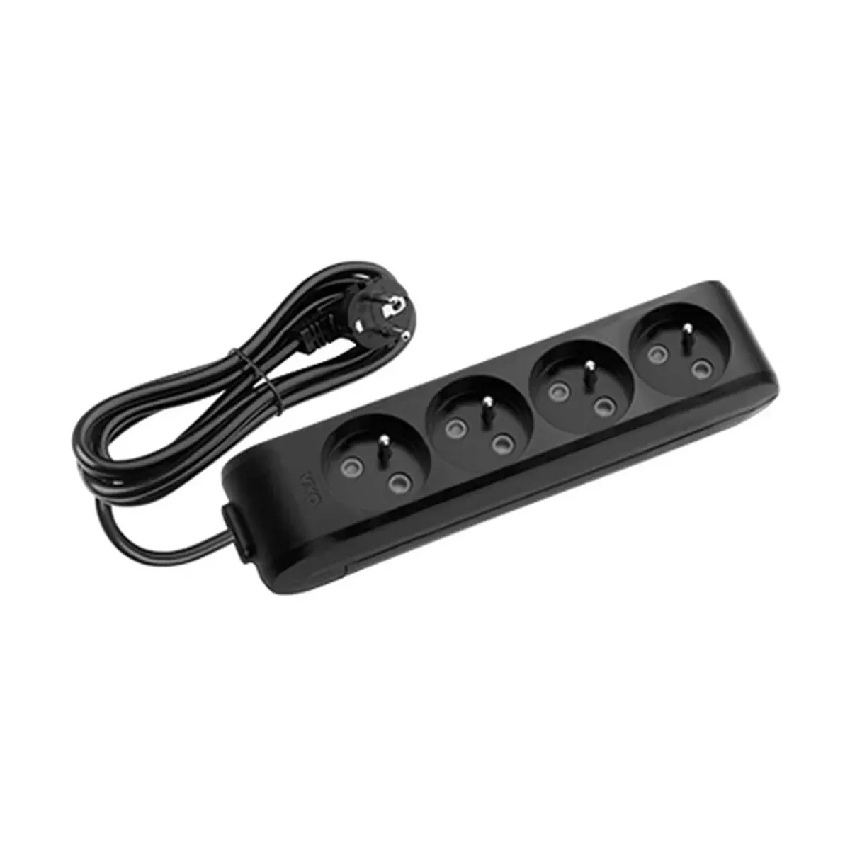 Viko Black Four-Socket UPS Grounded Power Strip, with Cable - 2 Meter