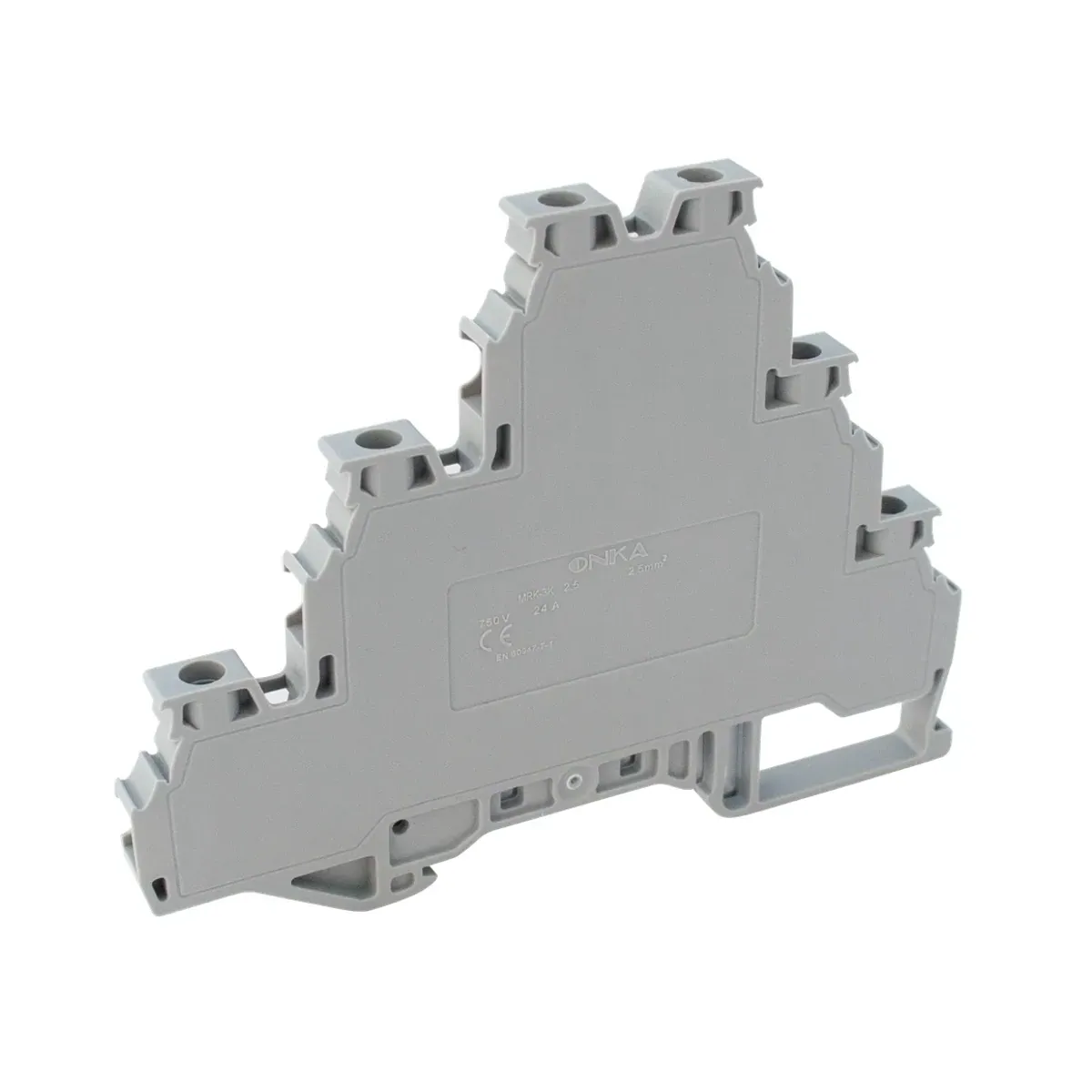 Onka MRK-3K 2.5mm2 Three-Level Screw-Connection Rail Terminal Block Red