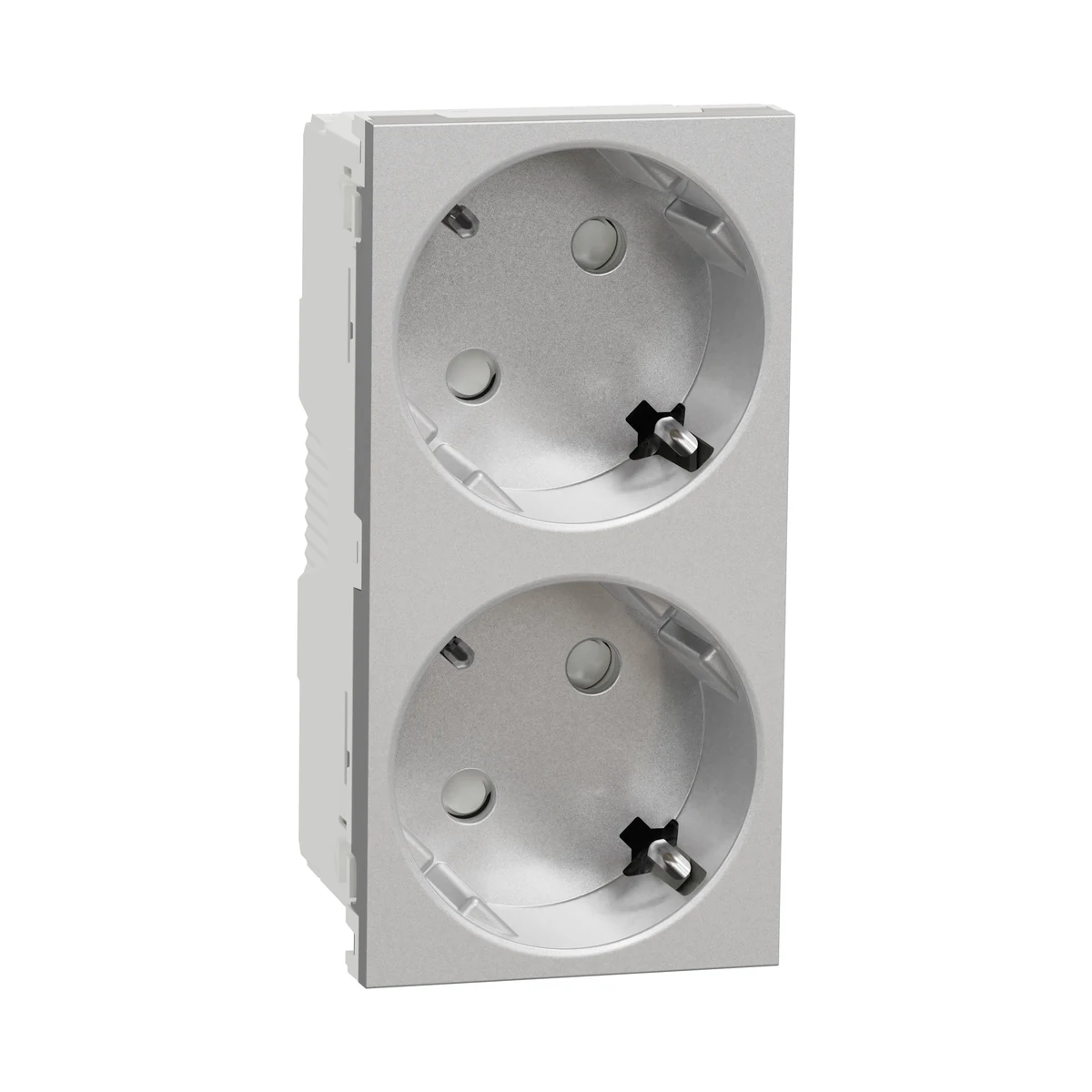 Schneider Electric NU307630 Yeni Unica, 3x Child-Protected 45o Grounded Socket Aluminum