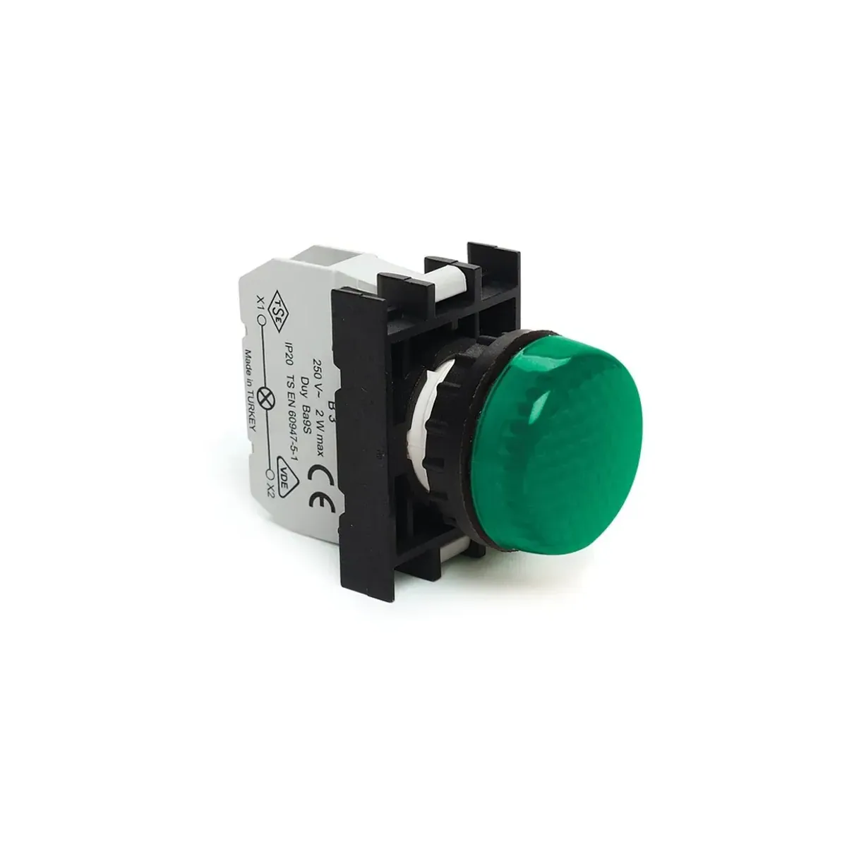 Emas B Series Plastic Contact Block Ba9S Lamp Holder Green 22mm Pilot Light IP50