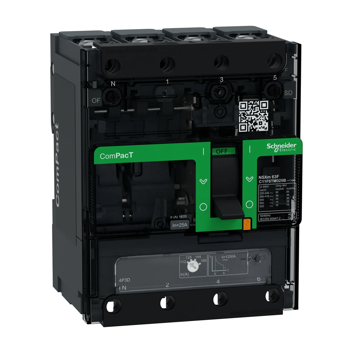 Schneider Electric C11F6TM025B ComPacT NSXm 36kA TM25D 4P/3T busbar — üretici ürün görseli