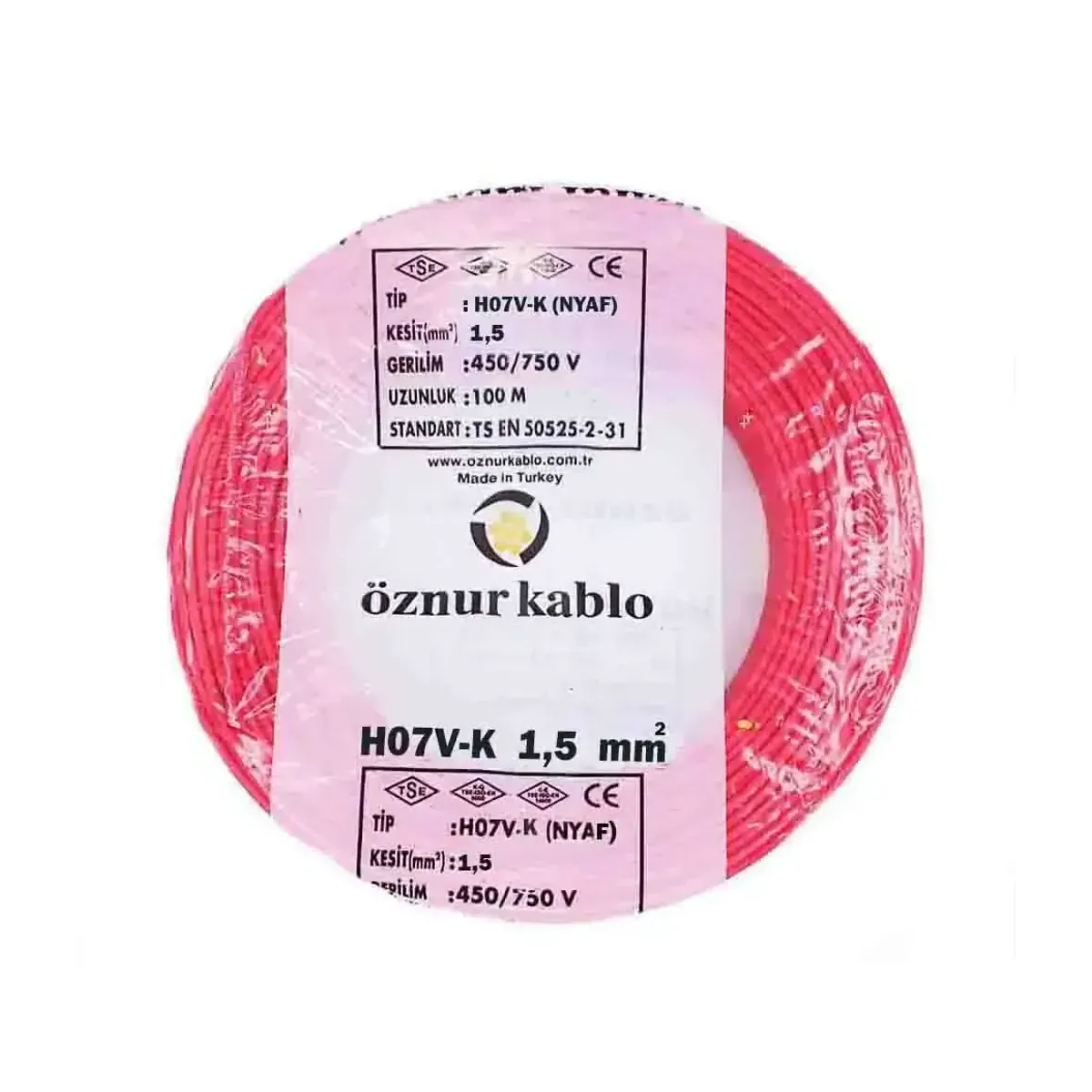 Öznur NYAF 1x1.5 mm2 H07V-K Red Cable
