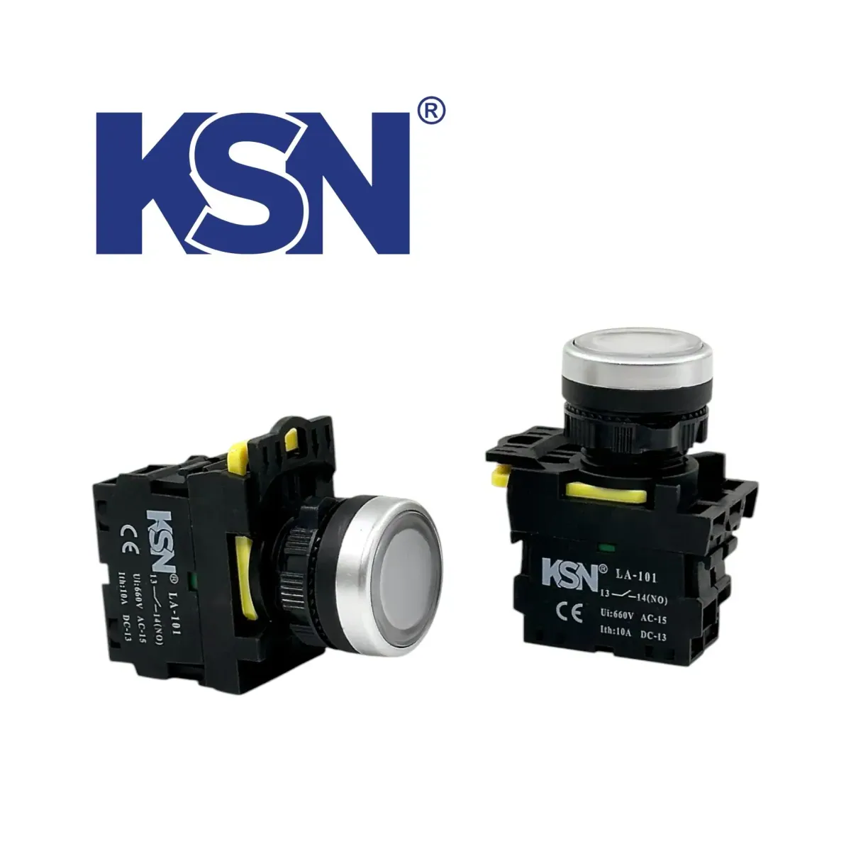 KSN KN-55-31D-110 Işıklı Yaylı Buton Ø22 mm 110V AC/DC Beyaz 1NO — temsili görsel