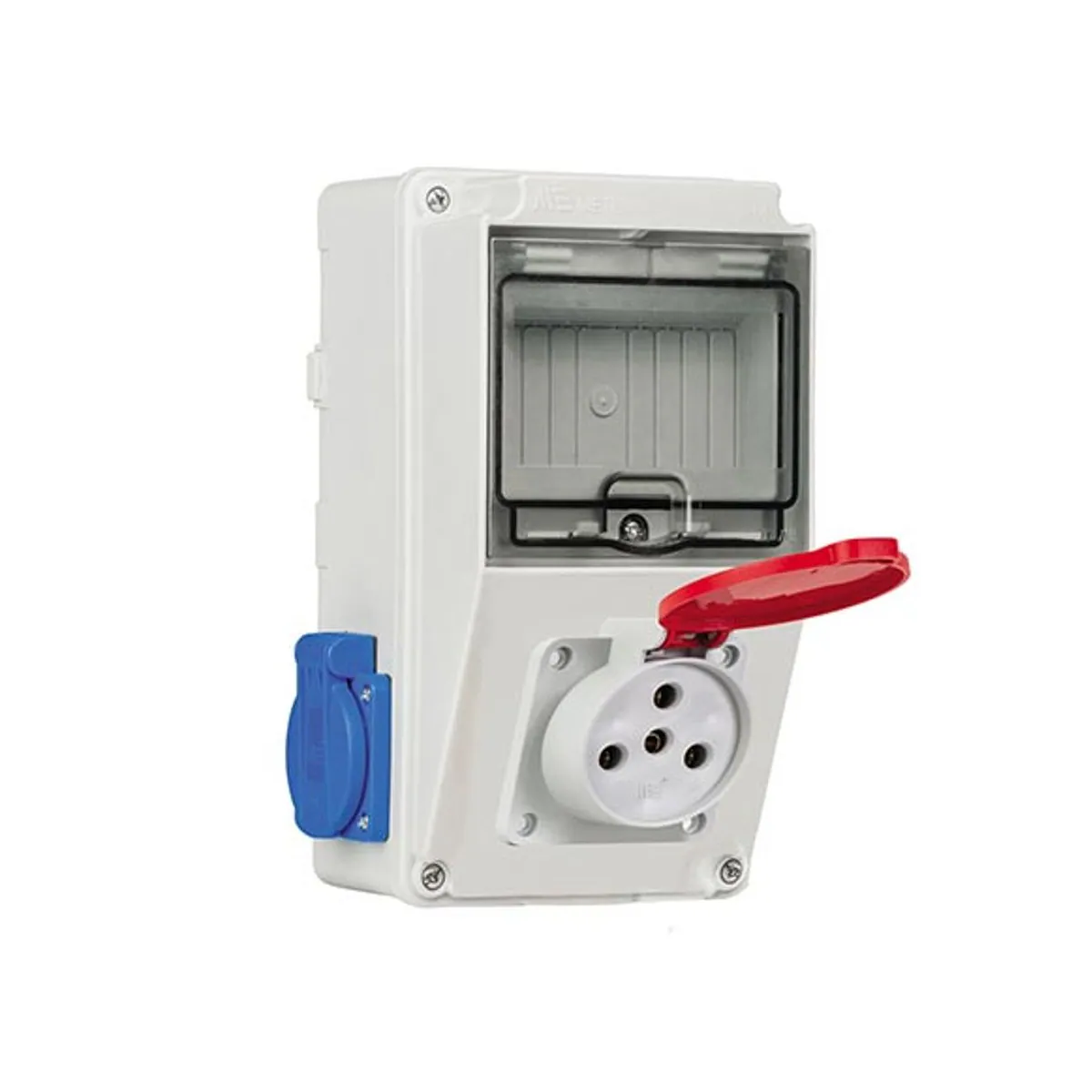 Mete Enerji 70025050B009 1 adet 3x25A IP44 Kauçuk Makine Prizi Önde + 2 adet 1x16A IP44 Pano Prizi Yanda