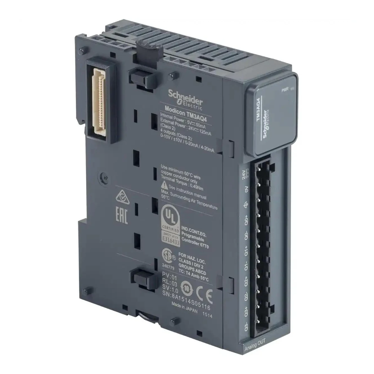Schneider Electric TM3AQ4 4ch Analog Çıkış, Akım-Voltaj