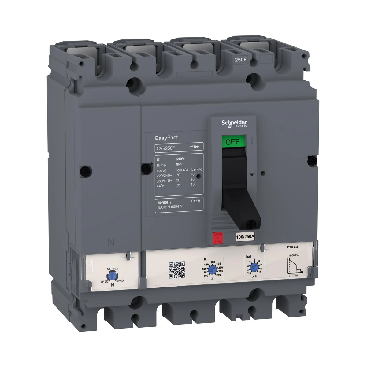 Schneider Electric LV516509 EasyPact CVS160F 160A ETS 2.2 36kA 4P