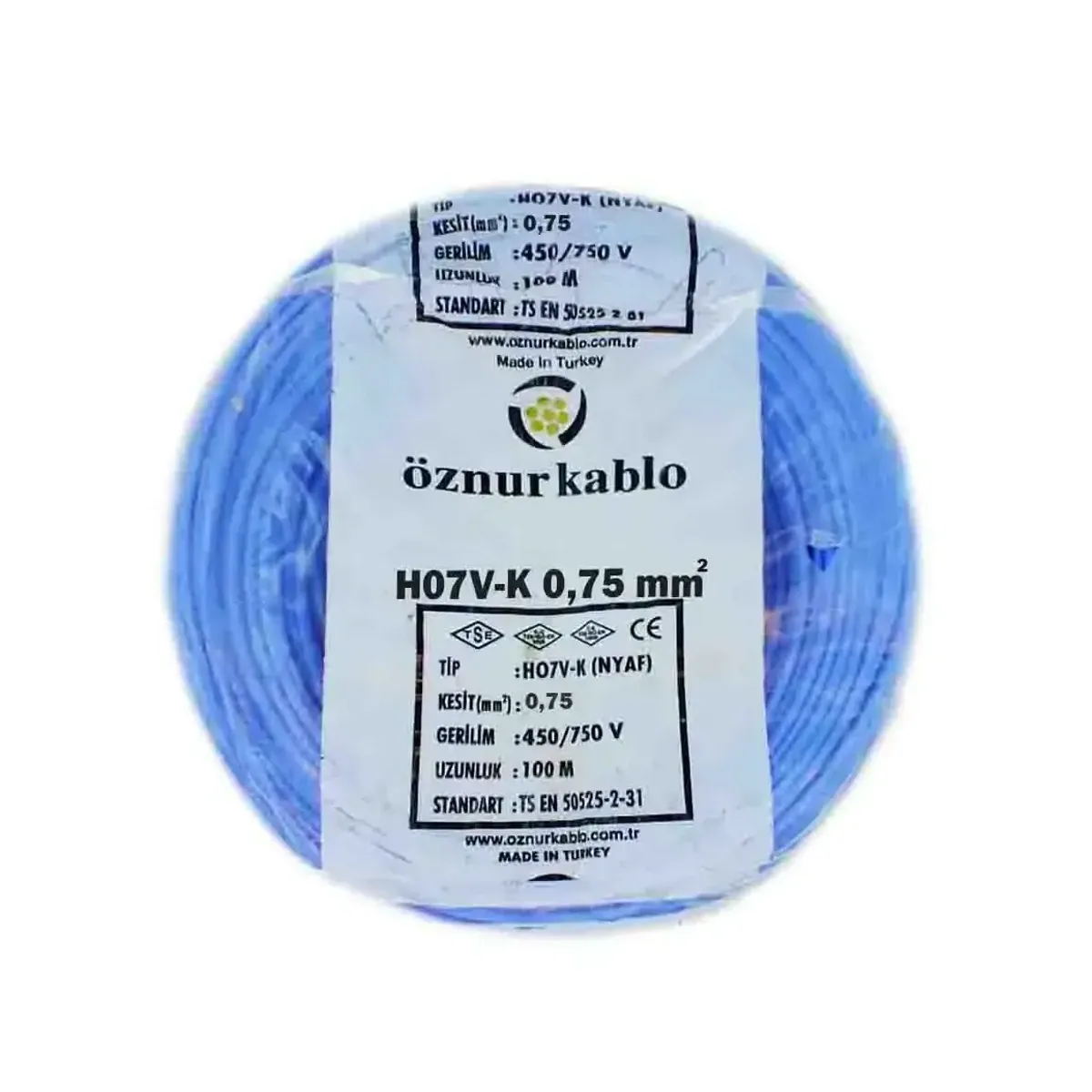 Öznur NYAF 1x0.75 mm2 H07V-K Blue Cable
