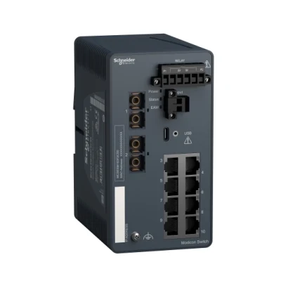 Schneider Electric MCSESM103F2CS0 Modicon Managed Switch 8TX/2FX-SM — üretici katalog görseli
