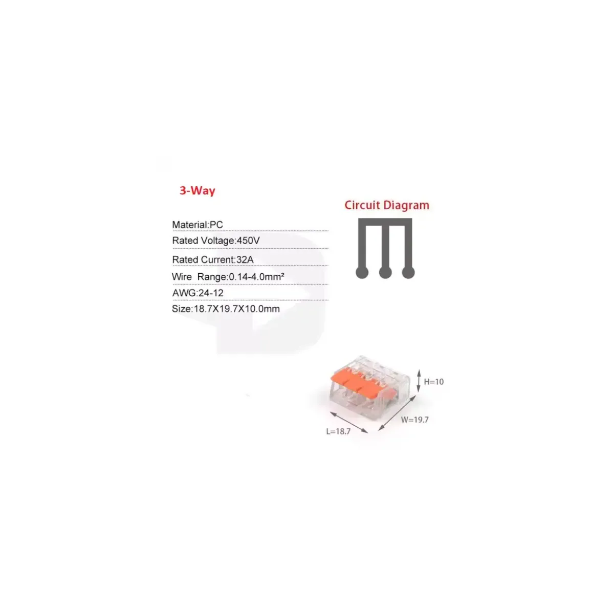 Isıso IPCT-413 Junction Terminal Block, 3-Pole