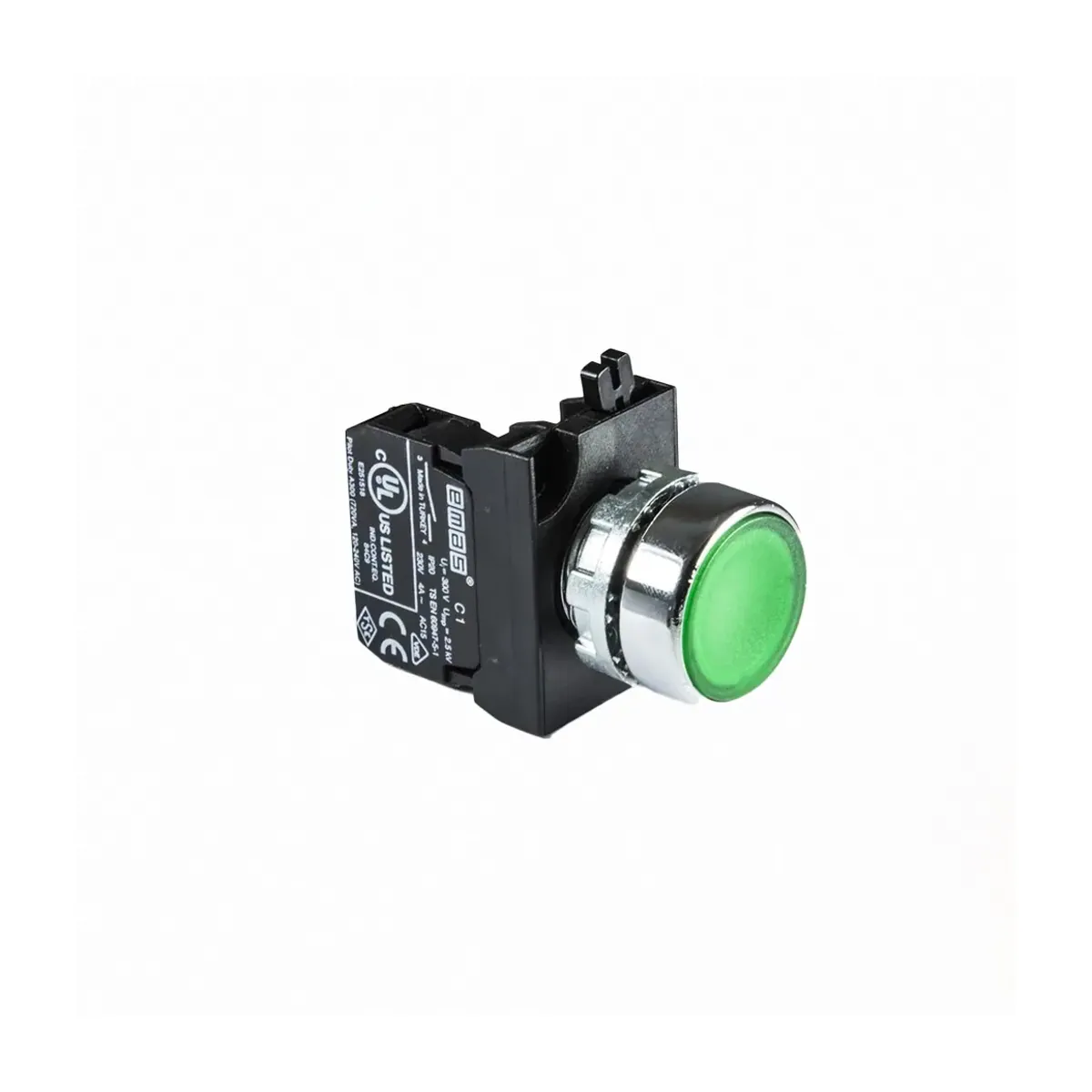 Emas CM Serisi Metal Düz Yaylı Tip Yeşil Buton 1NO 22mm IP65