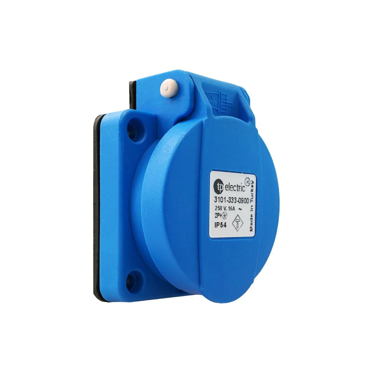 TP Elektrik 3101-333-0900 1x16A Panel Socket - Child-Safe (for Portable Applications), IP 54, Blue