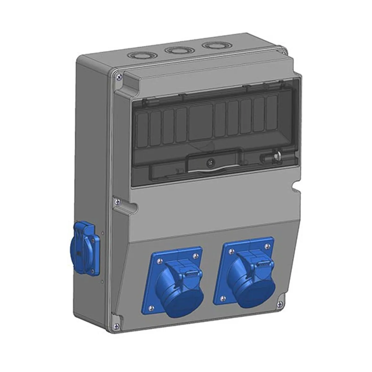 Mete Enerji 70065050B004 2 pcs 3x16A IP44 Angled Machine Socket on Front + 2 pcs 1x16A IP44 Panel Socket on Side