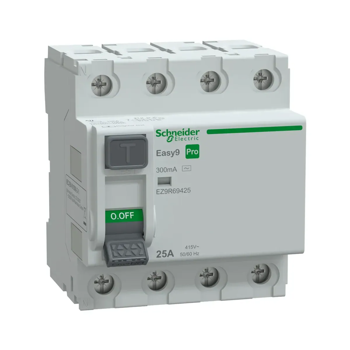 Schneider EZ9R69425 Easy9 Residual Current Device 4 Pole 25A 300mA AC Type 415V
