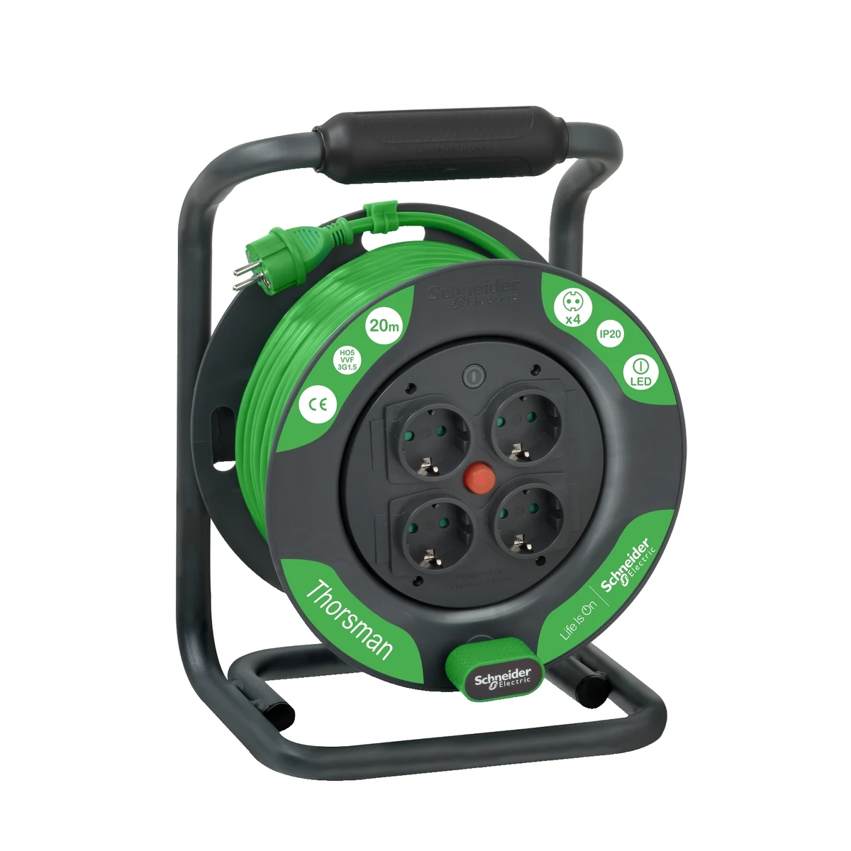 Schneider Electric IMT33140 Kablo Makarası Klasik, IP20, HO5VVF 3G1.5 20mt kablolu, topraklı — üretici ürün görseli