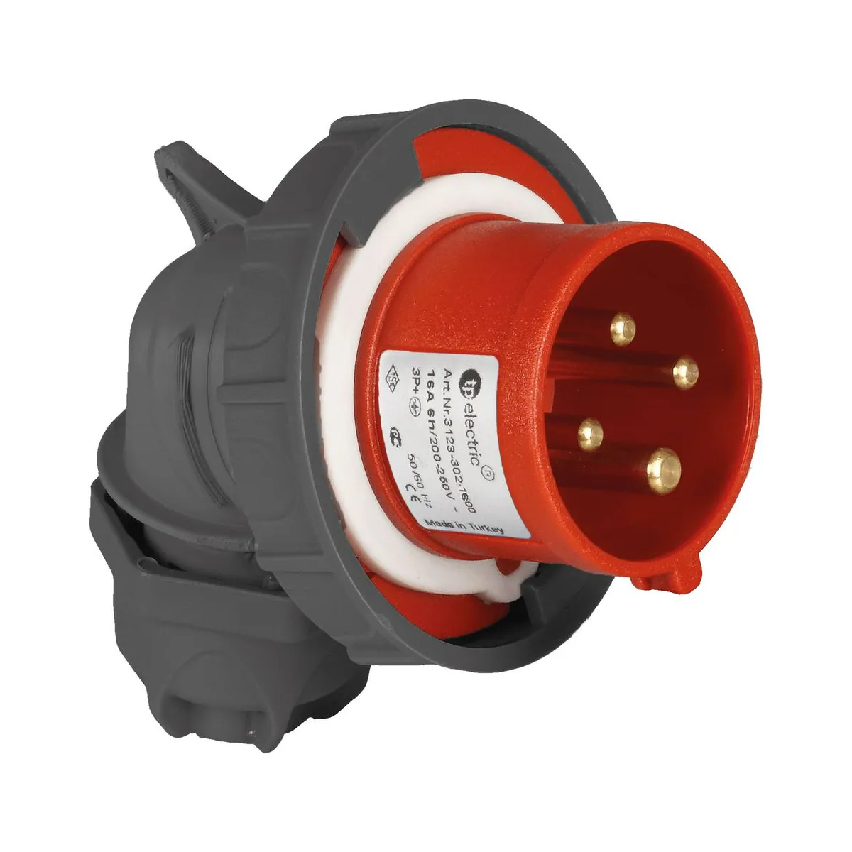 TP Elektrik 3023-302-1600 CEE 4x16A Eğik Fiş, IP 67, 6h