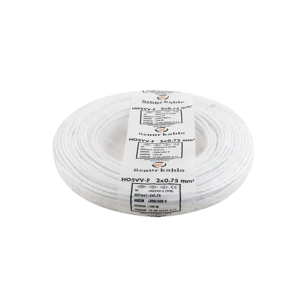 Öznur TTR 2x0,75 mm2 H05VV-F Beyaz Kablo