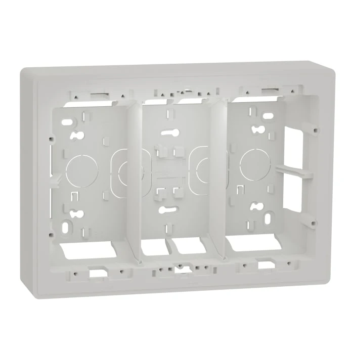 Schneider Electric NU823418 3-Column x 4-Module Surface-Mount Box, White