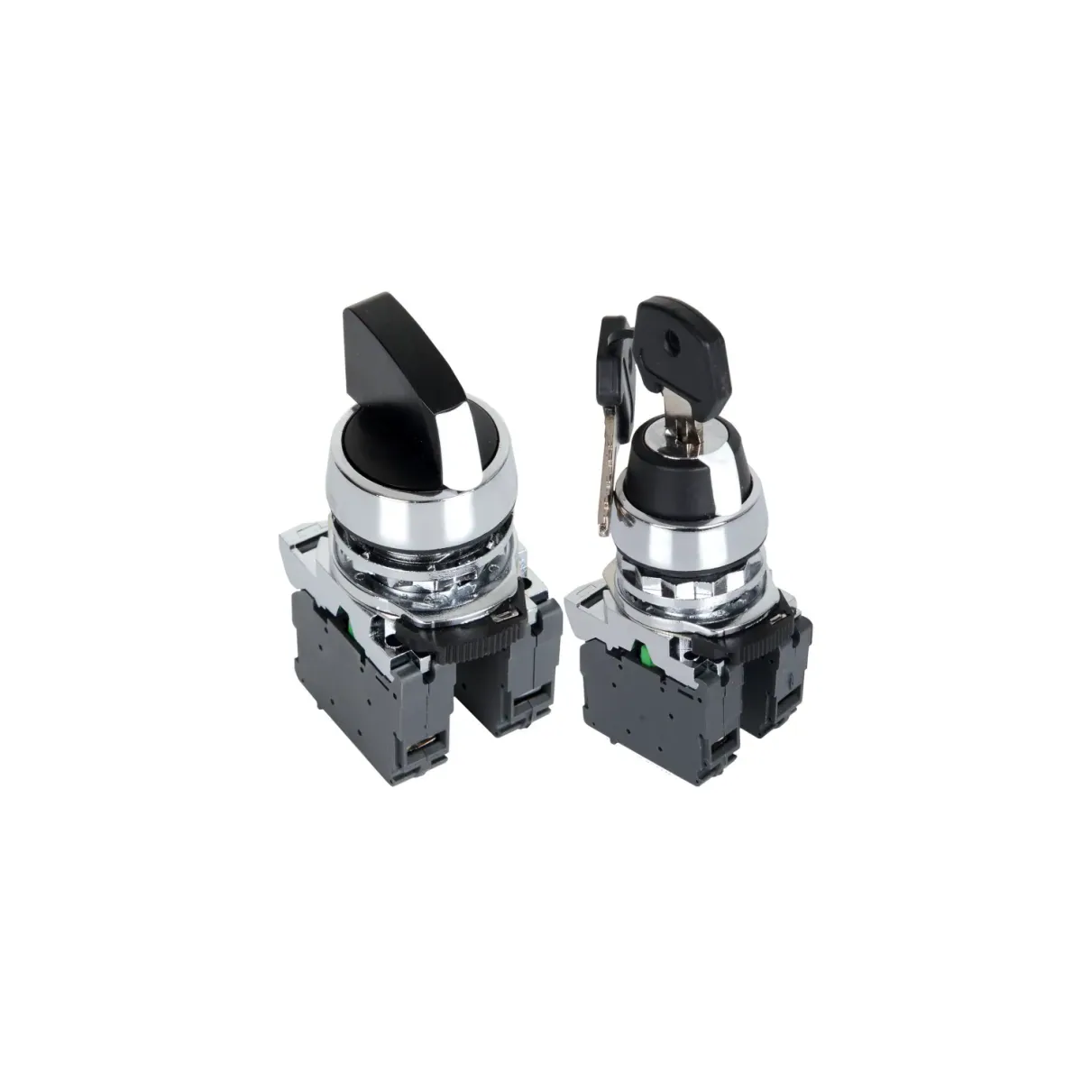 Isıso ISM-BD33 Latching Push Button, Black, 1 NO + 1 NO, 1-0-2, Metal Series