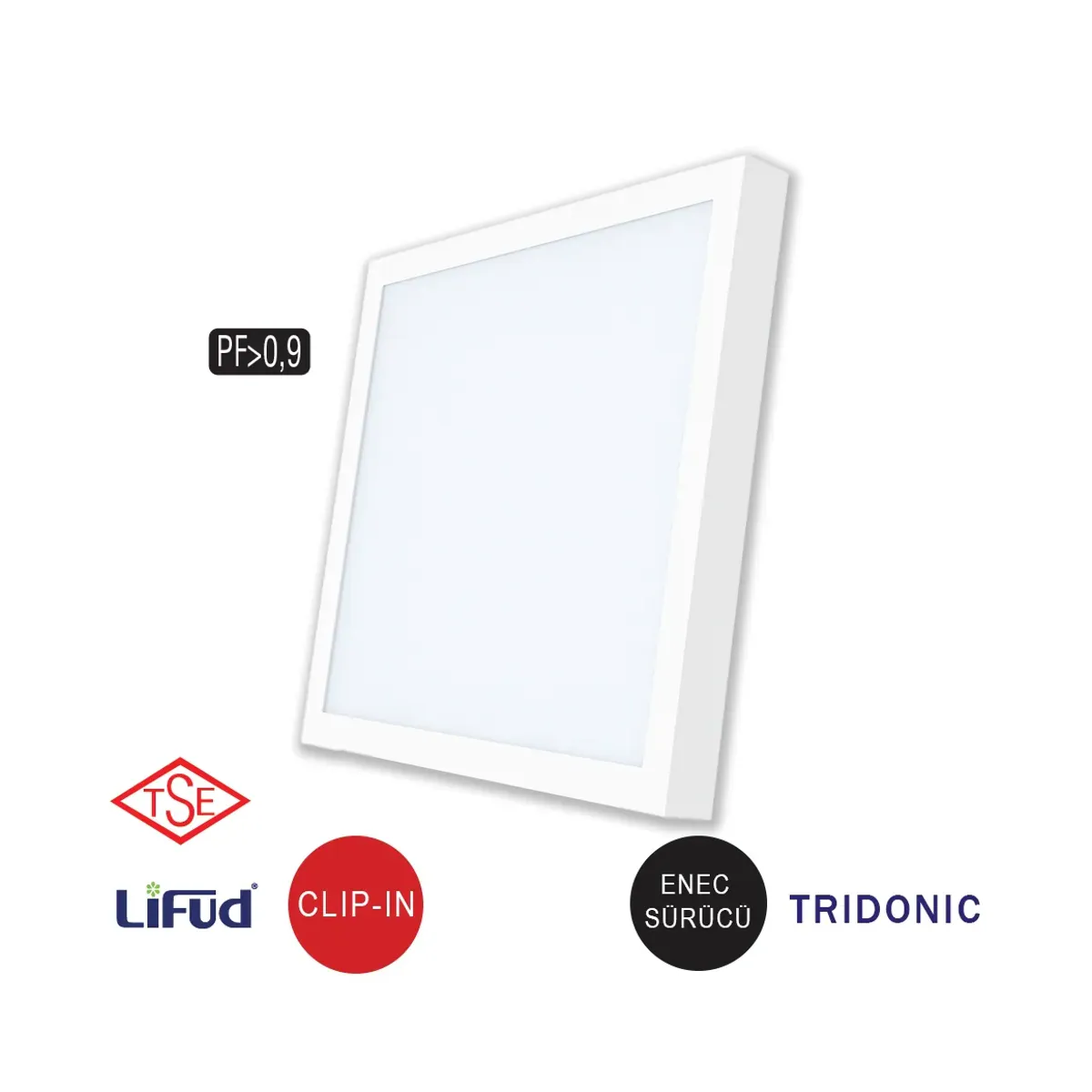 40W Surface-Mounted 60x60 Square 3000 K with ENEC Driver - TSE Lumia-S Series Backlight LED Panel Luminaire