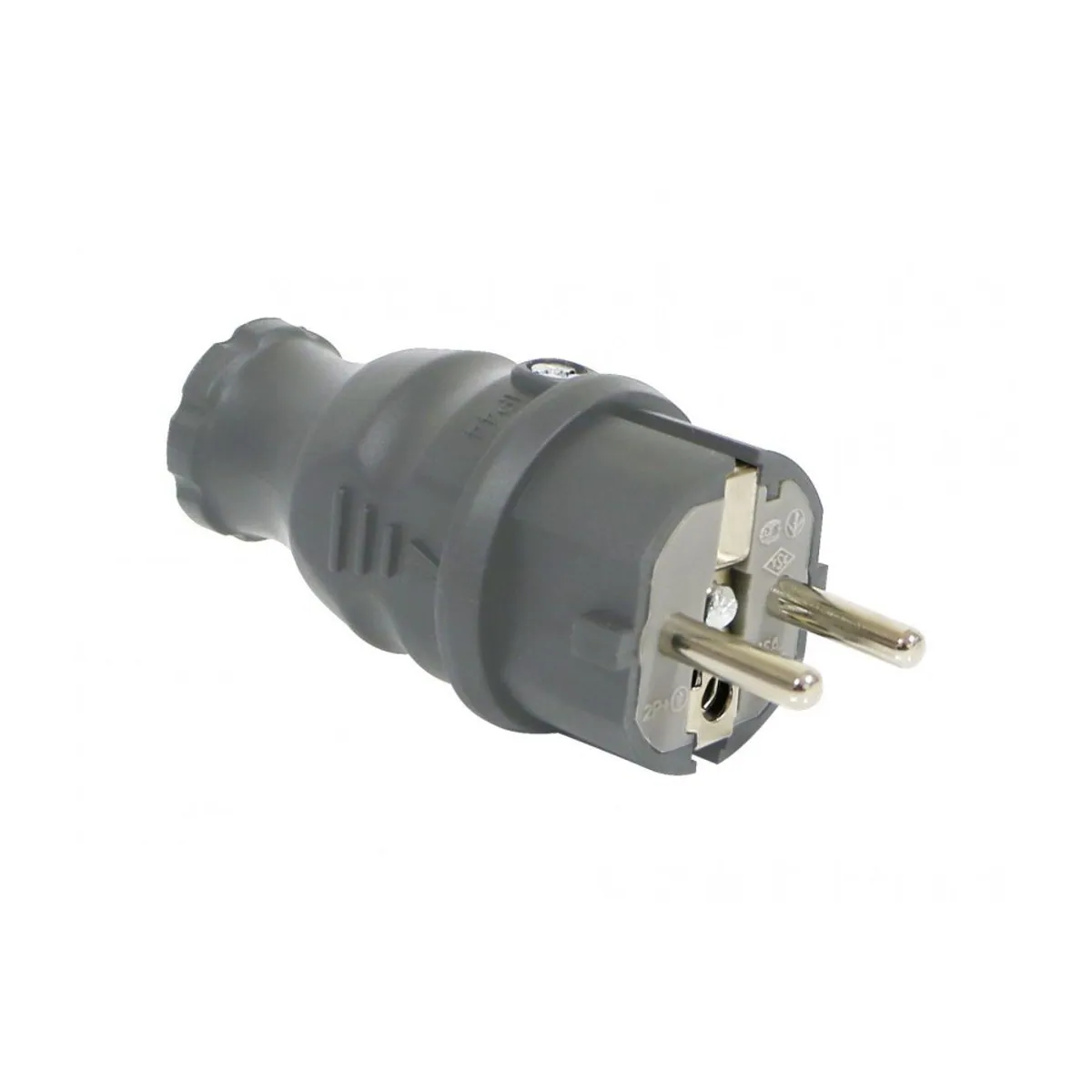 Bemis BV5-1402-2031 Rubber UPS Straight Plug (Gray) 16 A 2P+E IP44