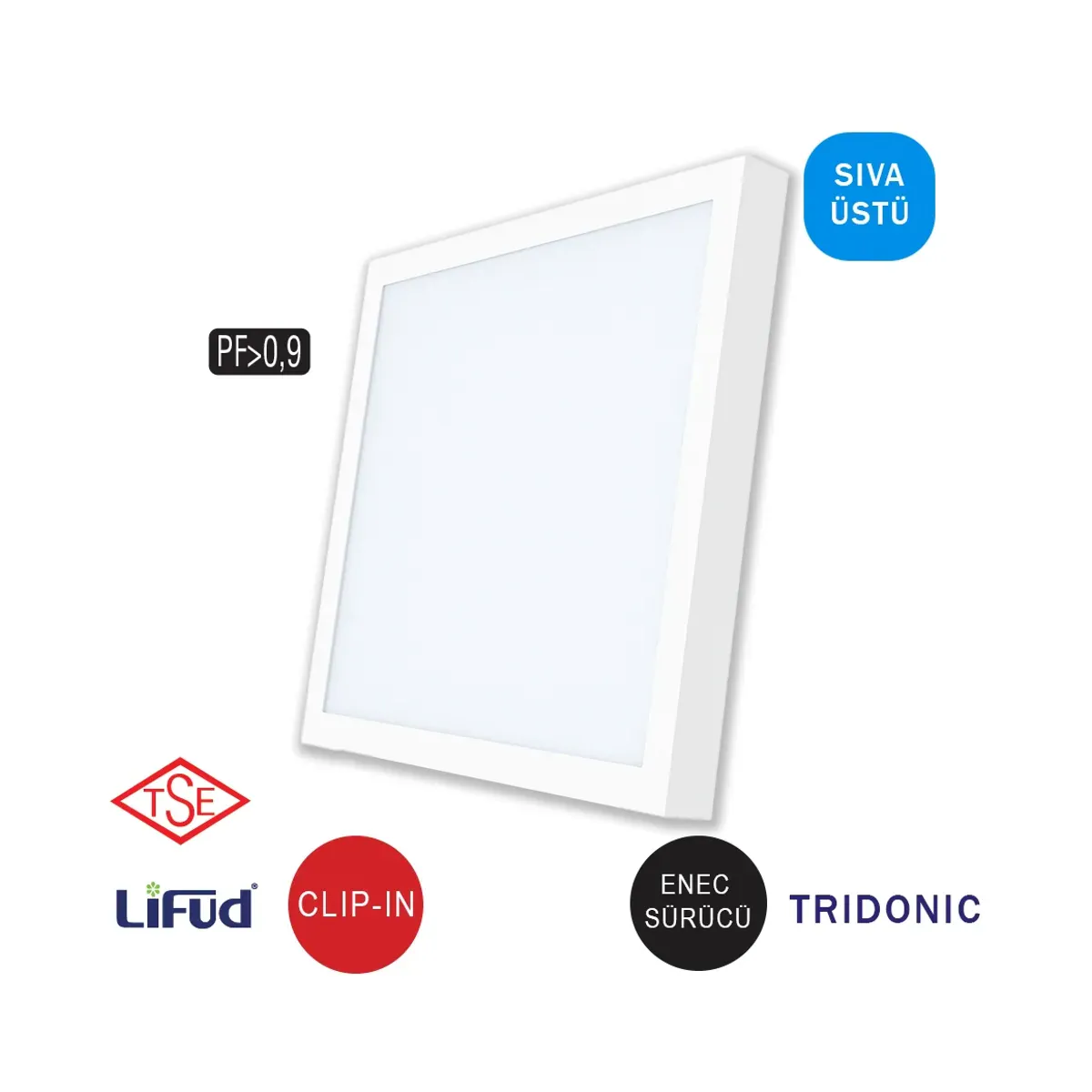 40W Surface-Mounted 60x60 Square 4000 K with ENEC Driver - TSE Lumia-S Series Backlight LED Panel Luminaire