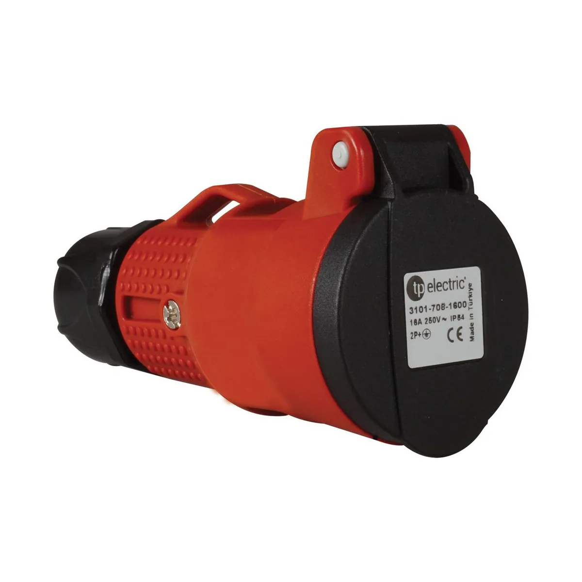 TP Elektrik 3101-708-1600 1x16A Polyamide - Extension Socket with Cable Gland (French Type / UPS), IP 54, Red