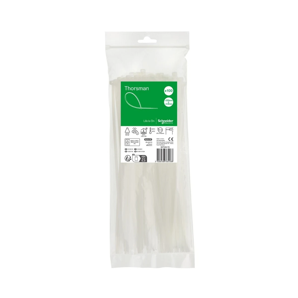 Schneider Electric IMT46415 Kablo Bağı 250x4.8mm şeffaf (100 ve katları şeklinde sipariş geçilmelidir)