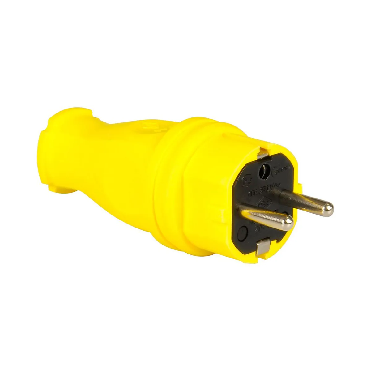 TP Elektrik 3101-303-0700 1x16A Rubber Straight Plug (French Type / UPS), IP 44, Yellow