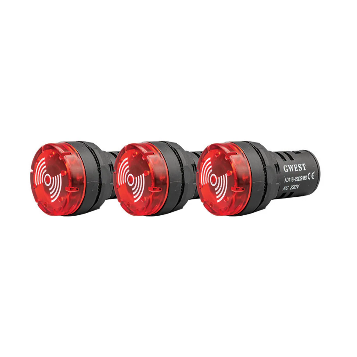 Gwest 22DS/MS24 Ø 22mm LED Buzzers (90db) — Red, 24V